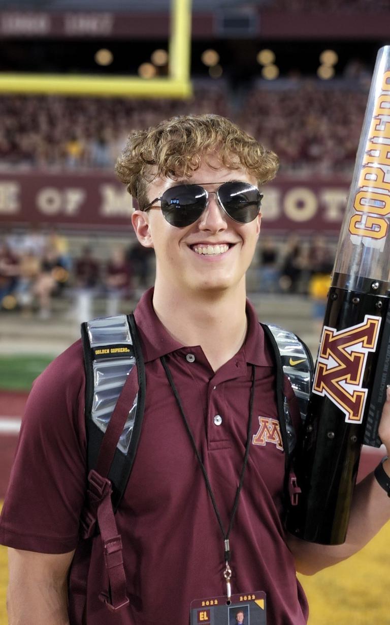 Portrait of Tristen Ruesch at the gopher football stadium.